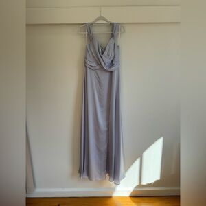 Amsale satin bridesmaid dress.